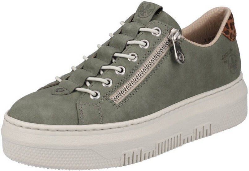 Rieker Plateausneakers met leoprint inzet bij de hak