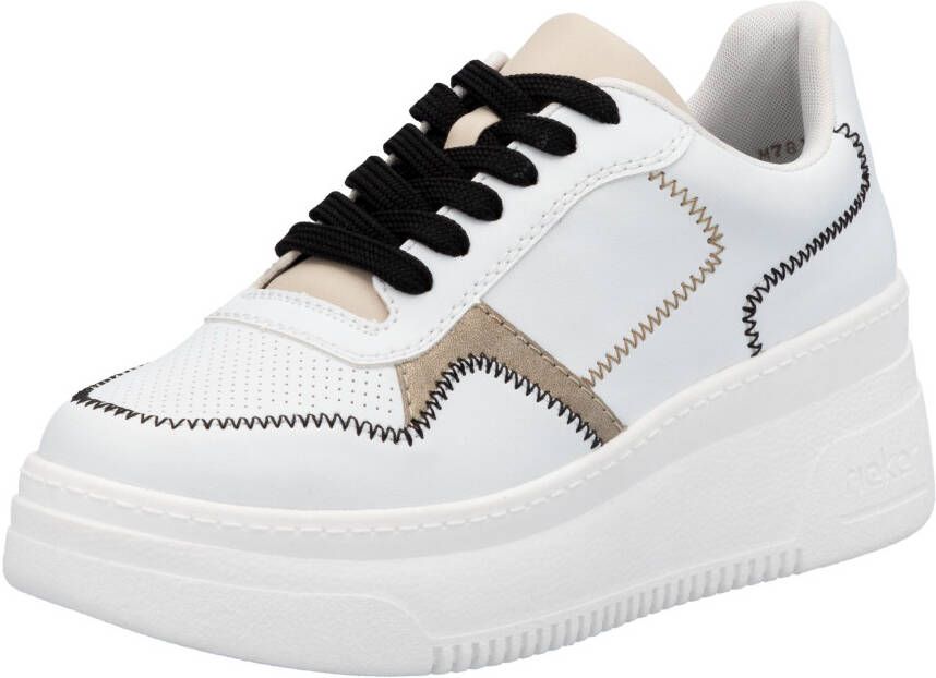 Rieker Plateausneakers sleehak sneaker veterschoen lage schoen met modieuze contrastdetails