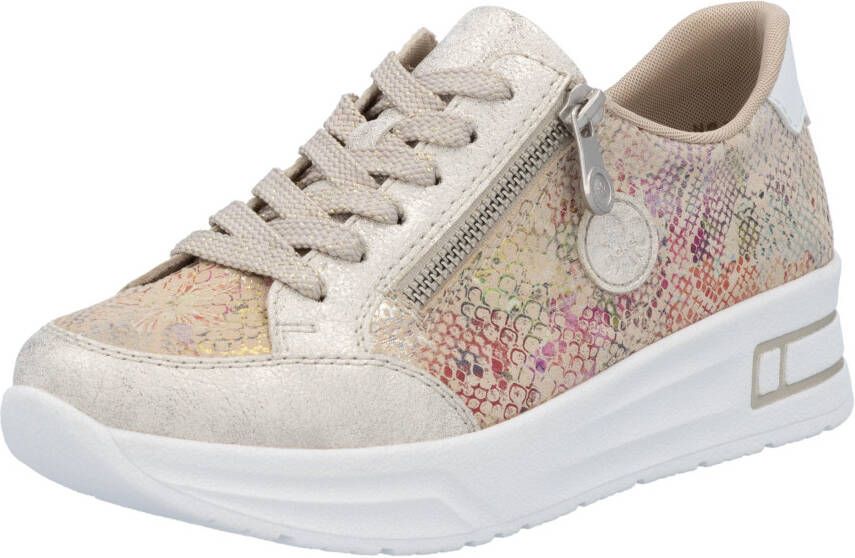 Rieker Plateausneakers vrijetijdsschoen veterschoen lage schoen met subtiele gouden glans