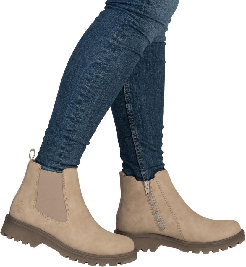 Rieker Chelsea-boots instappers enkellaars blokhak met knusse warme voering