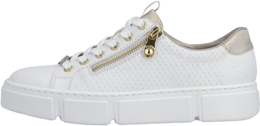 Rieker Plateausneakers met goudkleurige details vrijetijdsschoen lage schoen veterschoen - Foto 9