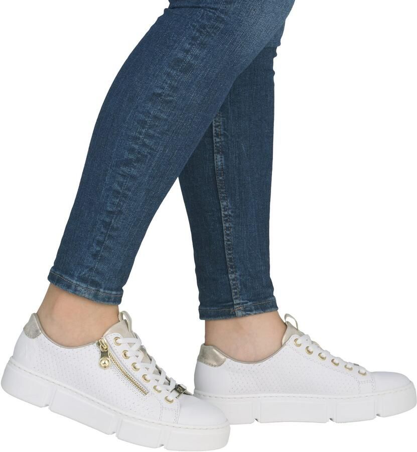 Rieker Plateausneakers met goudkleurige details vrijetijdsschoen lage schoen veterschoen - Foto 6
