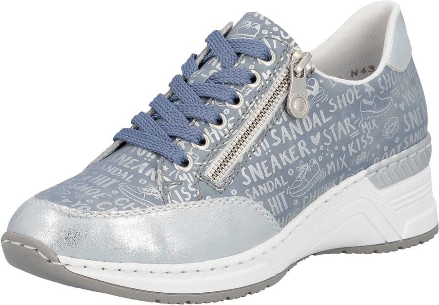 Rieker Sneakers bedrukt met letters vrijetijdsschoen lage schoen veterschoen
