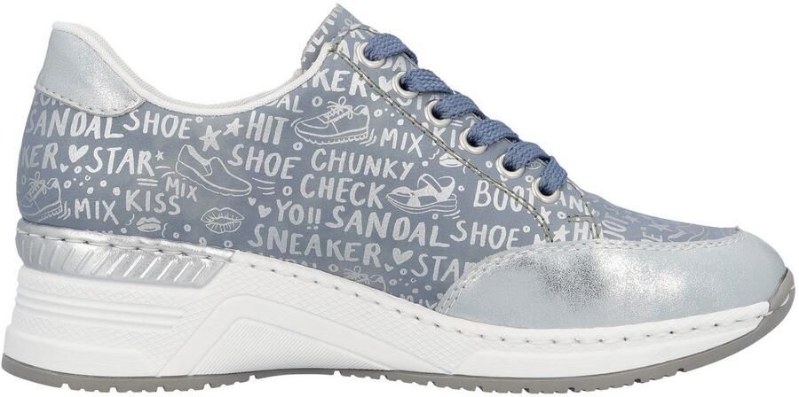 Rieker Sneakers bedrukt met letters vrijetijdsschoen lage schoen veterschoen - Foto 7