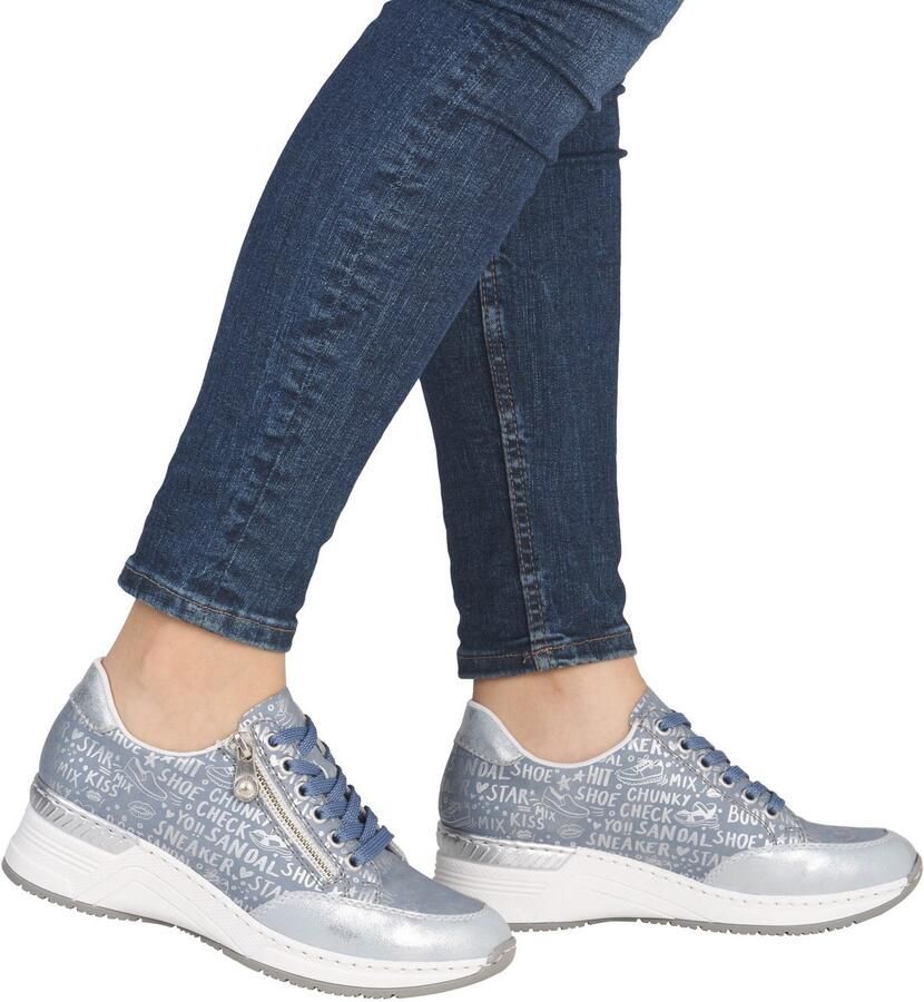 Rieker Sneakers bedrukt met letters vrijetijdsschoen lage schoen veterschoen - Foto 3