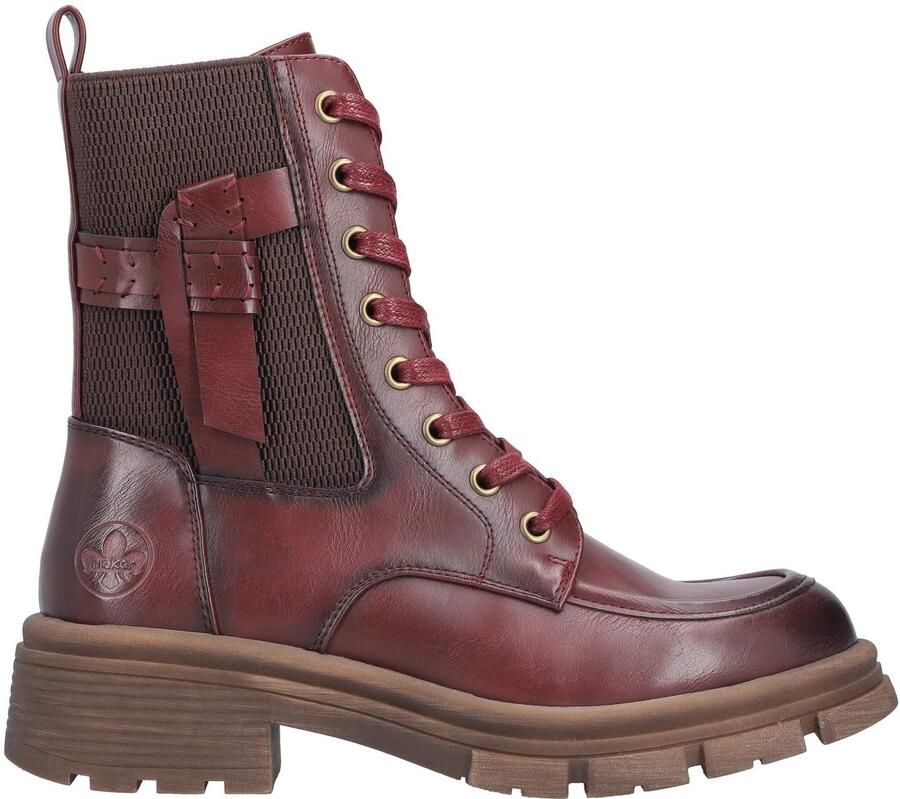 Rieker Veterschoenen Veterenkellaars herfstboots profielzool blokhak met stretch - Foto 3