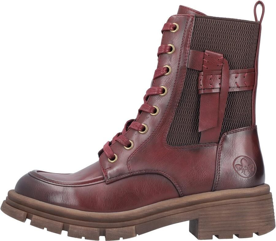 Rieker Veterschoenen Veterenkellaars herfstboots profielzool blokhak met stretch - Foto 4