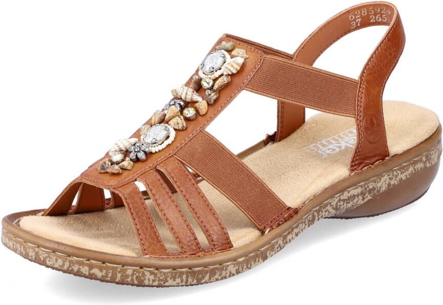 Rieker Sandalen met siersteen- en schelpgarnering