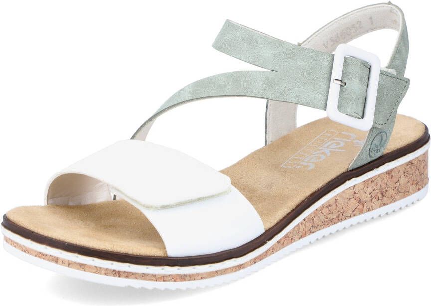 Rieker Sandalen zomerschoen sandaal sleehak met asymmetrische bandjes