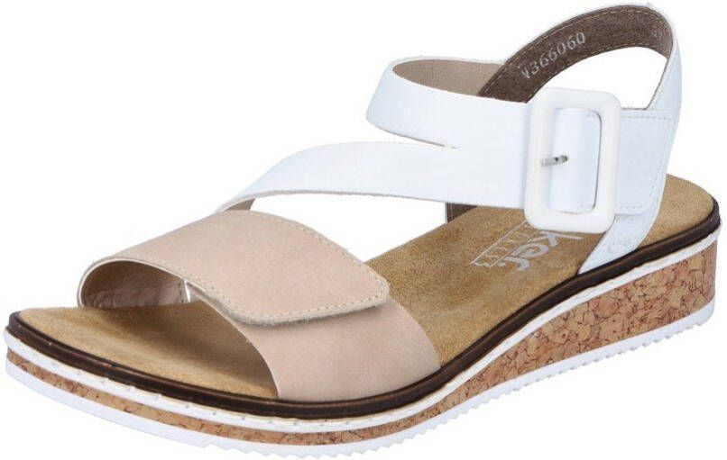 Rieker Sandalen zomerschoen sandaal sleehak met asymmetrische bandjes
