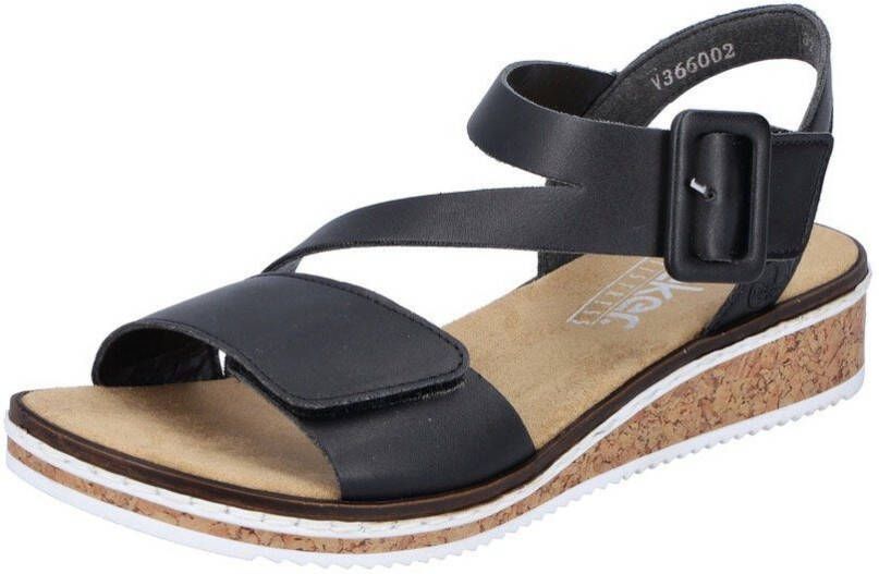 Rieker Sandalen zomerschoen sandaal sleehak met asymmetrische bandjes