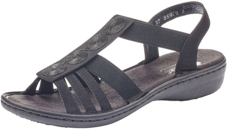 Rieker Sandalen zomerschoen sandaal keilhak met decoratieve applicatie
