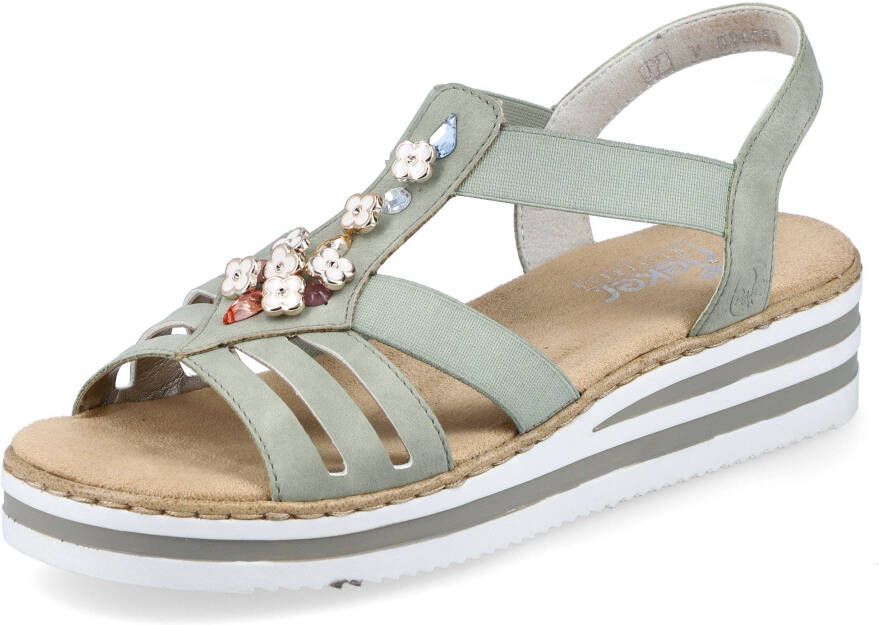 Rieker Sandalen zomerschoen sandaal sleehak met decoratieve elementen
