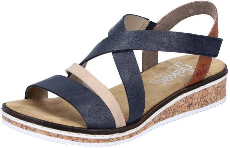 Rieker Sandalen zomerschoen sandaal sleehak met klittenbandjes