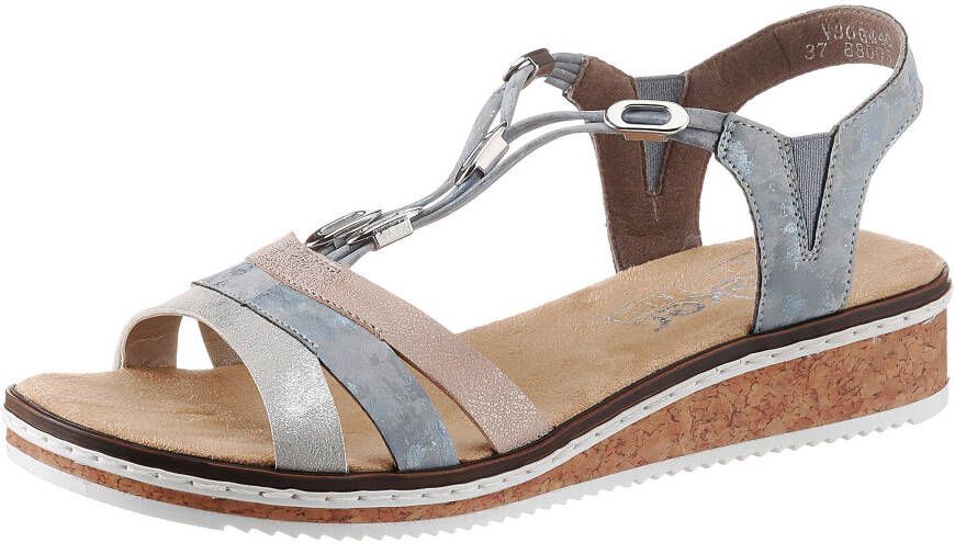 Rieker Sandalen zomerschoen sandaal sleehak met subtiele decoratieve versiering