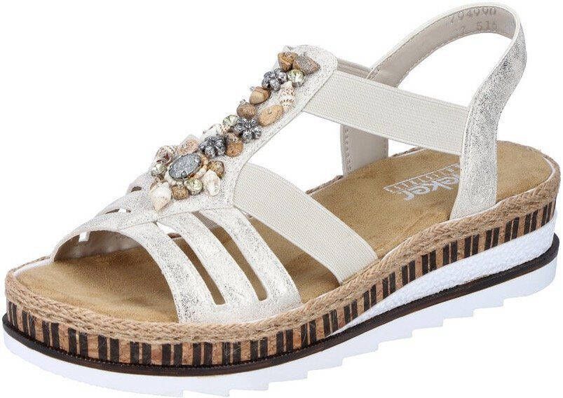 Rieker Sandalen zomerschoen sandaal sleehak in metallic-look