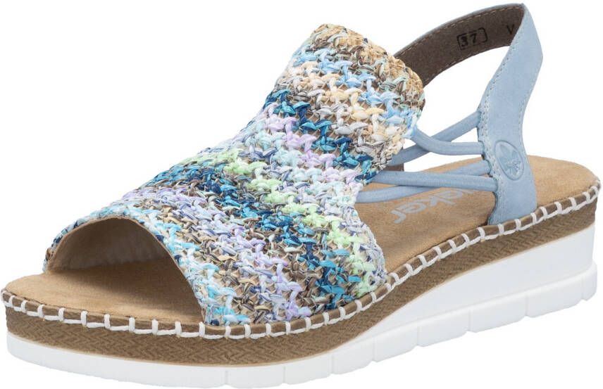 Rieker Sandalen zomerschoen sandaal sleehak in modieuze vlecht-look