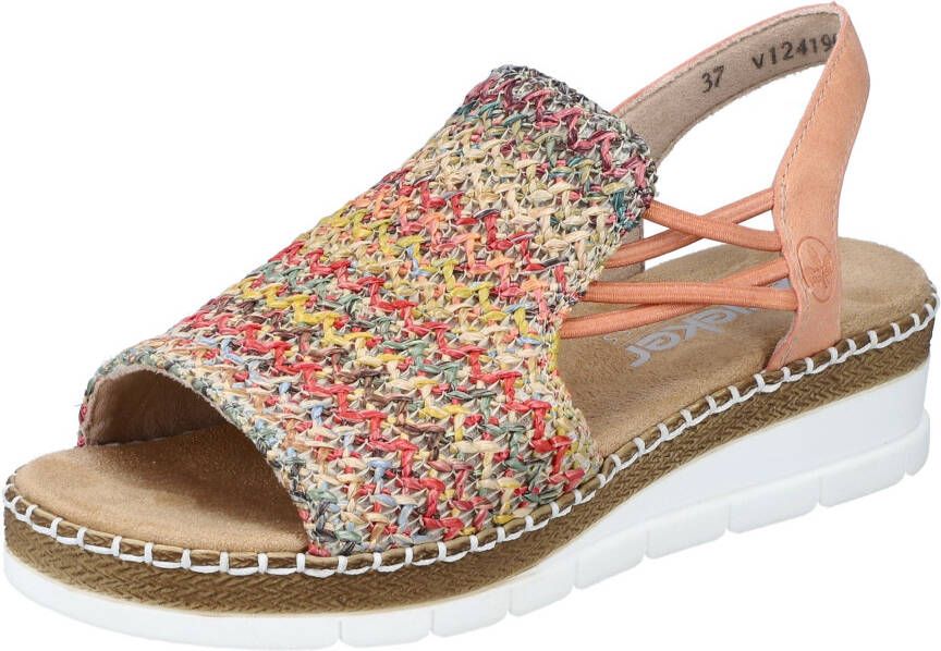 Rieker Sandalen zomerschoen sandaal sleehak in modieuze vlecht-look