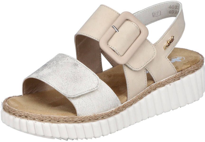 Rieker Sandalen zomerschoen sandaal sleehak met twee klittenbandsluitingen