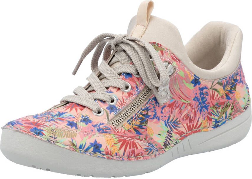 Rieker Slip-on sneakers vrijetijdsschoen lage schoen instapschoen met opgezette vetersluiting