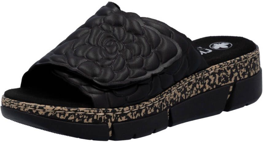 Rieker Slippers Zomerschoen klittenbandschoen huisschoen plateau met klittenbandsluiting