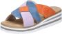 Rieker Slippers Zomerschoen strandschoen huisschoen met twee kleurige plateausool - Thumbnail 2