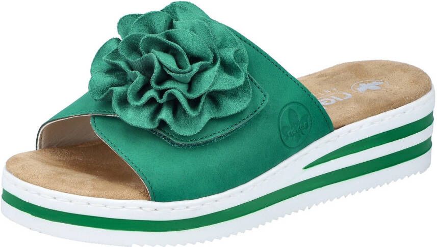 Rieker Slippers zomerschoen poolslide strandschoen sleehak met klittenbandsluiting