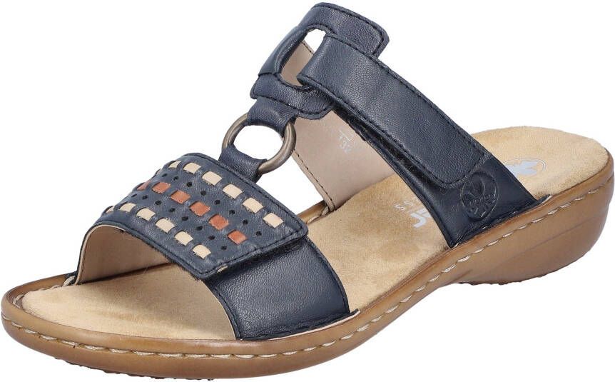 Rieker Slippers sleehak zomerschoen slippers met praktische klittenband
