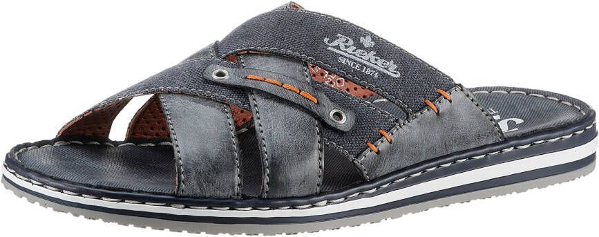 Rieker Slippers zomerschoen slippers badschoen met contrastkleurige raamstiksels