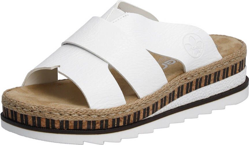 Rieker Slippers sleehak zomerschoen slippers met jute omlijsting