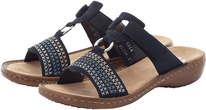 Rieker Slippers sleehak zomerschoen pantoffels met mooi borduursel - Foto 3