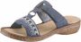 Rieker Slippers sleehak zomerschoen pantoffels met pailletten- en parelrand - Thumbnail 1
