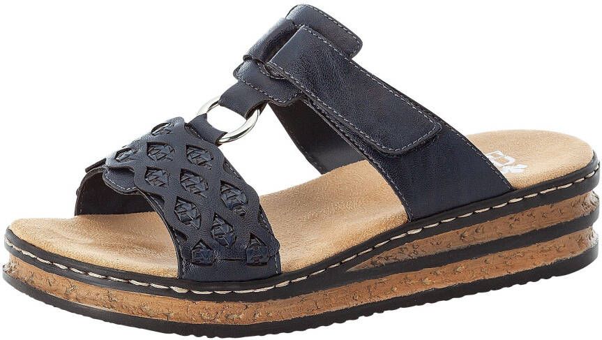 Rieker Slippers sleehak zomerschoen pantoffels met bandjes in gevlochten look - Foto 1