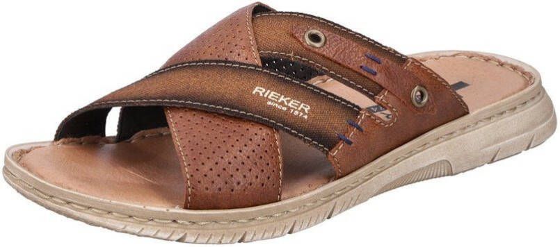 Rieker Bruine Gekruiste Banden Leren Slipper Brown Heren - Foto 5