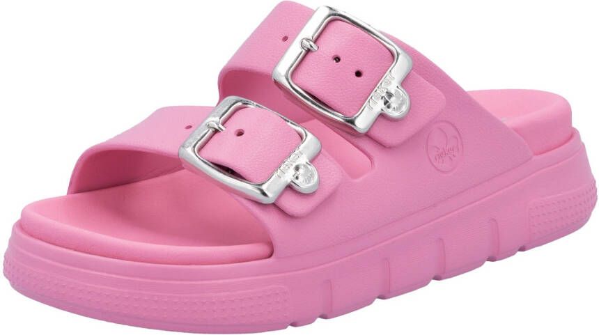 Rieker Slippers plateau zomerschoen slippers in breedte g (=wijd)