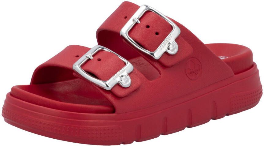 Rieker Slippers plateau zomerschoen slippers in breedte g (=wijd)