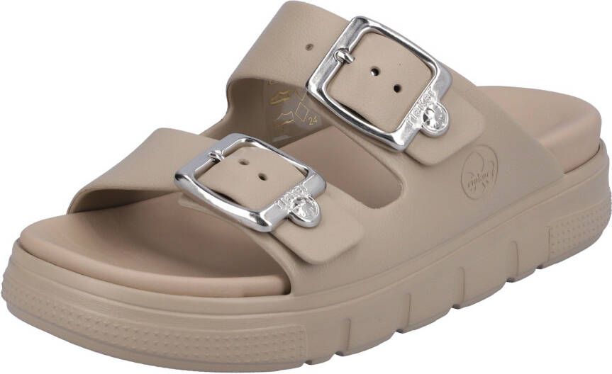 Rieker Slippers plateau zomerschoen slippers in breedte g (=wijd)