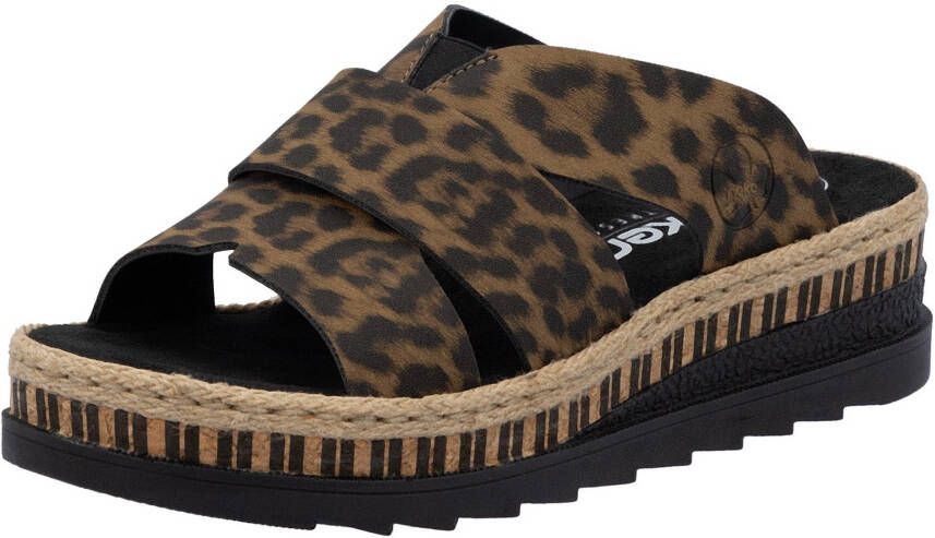 Rieker Slippers sleehak zomerschoen slippers met jute omlijsting