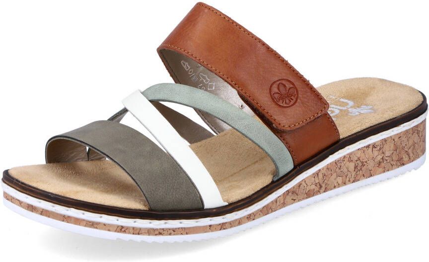 Rieker Slippers sleehak zomerschoen pantoffels met klittenband