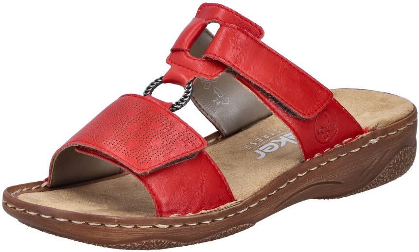 Rieker Slippers Zomerschoen slippers vakantieschoen klittenbandschoen met perforatie