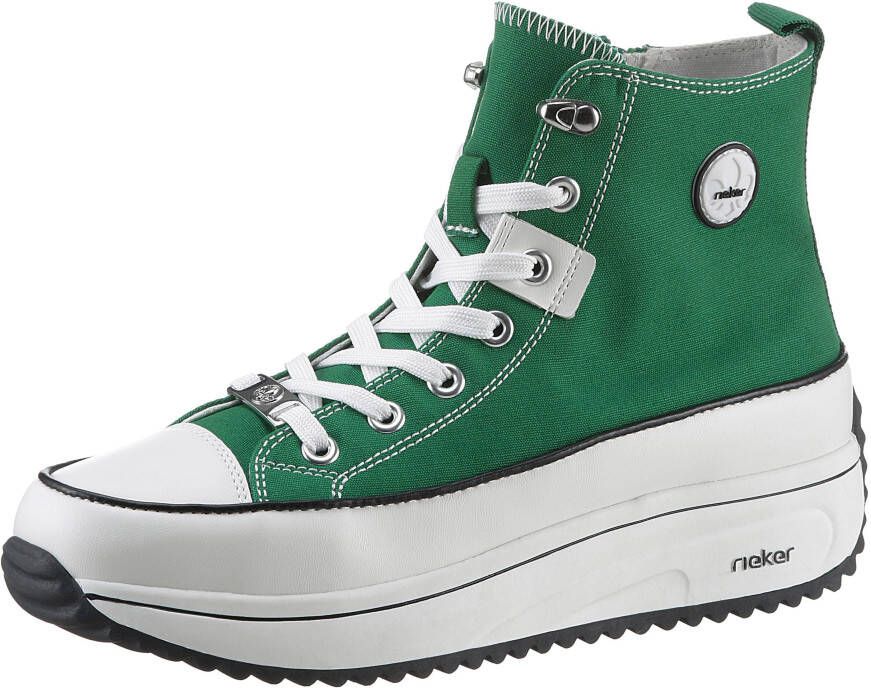 Rieker Sneakers plateau high top sneakers veterschoenen in vegan-verwerking