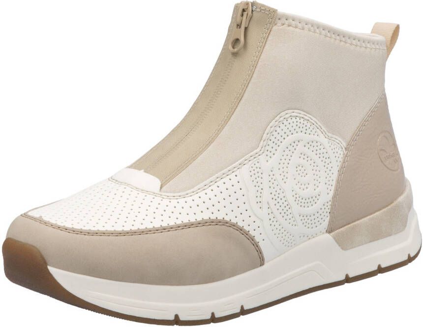 Rieker Sneakers met sleehak enkellaars laarzen rozenprint met ritssluiting vooraan