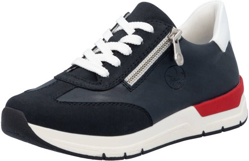 Rieker Sneakers met sleehak lage schoen vrijetijdsschoen veterschoen met touwachtige ritssluiting
