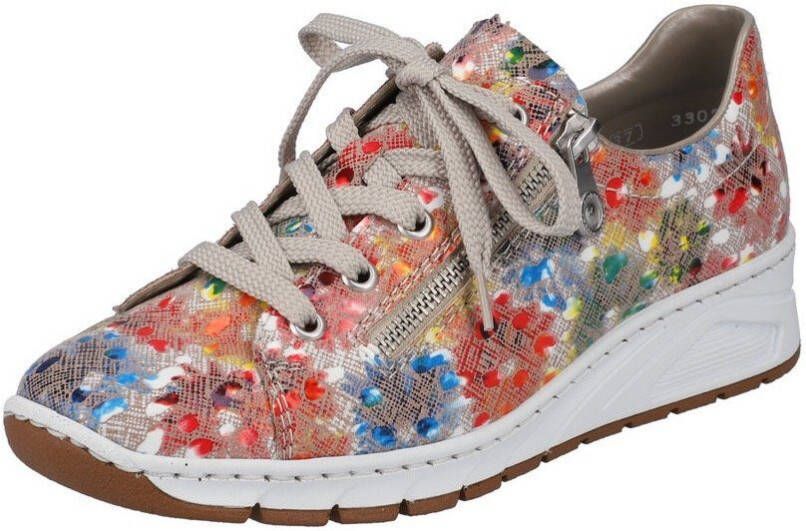 Rieker Sneakers met sleehak met bloemenprint vrijetijdsschoen lage schoen veterschoen - Foto 1