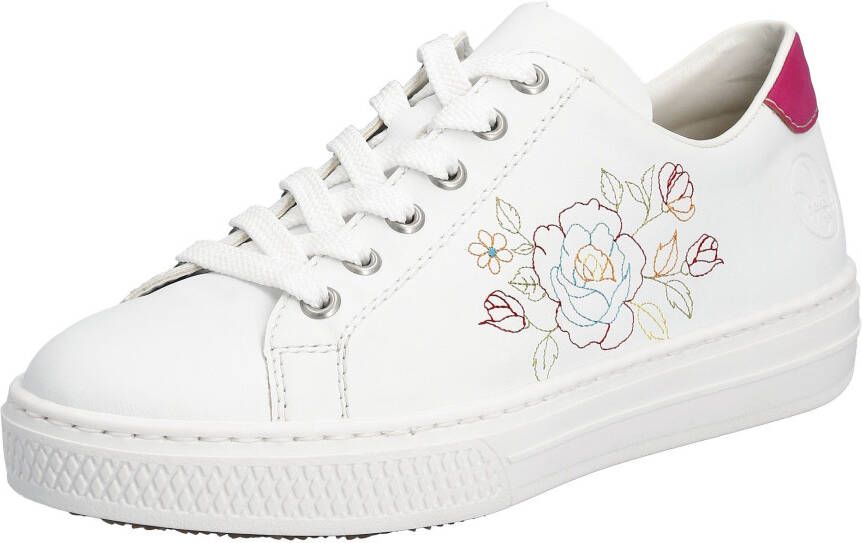 Rieker Sneakers met zijbloemborduurwerk vrijetijdsschoen lage schoen veterschoen