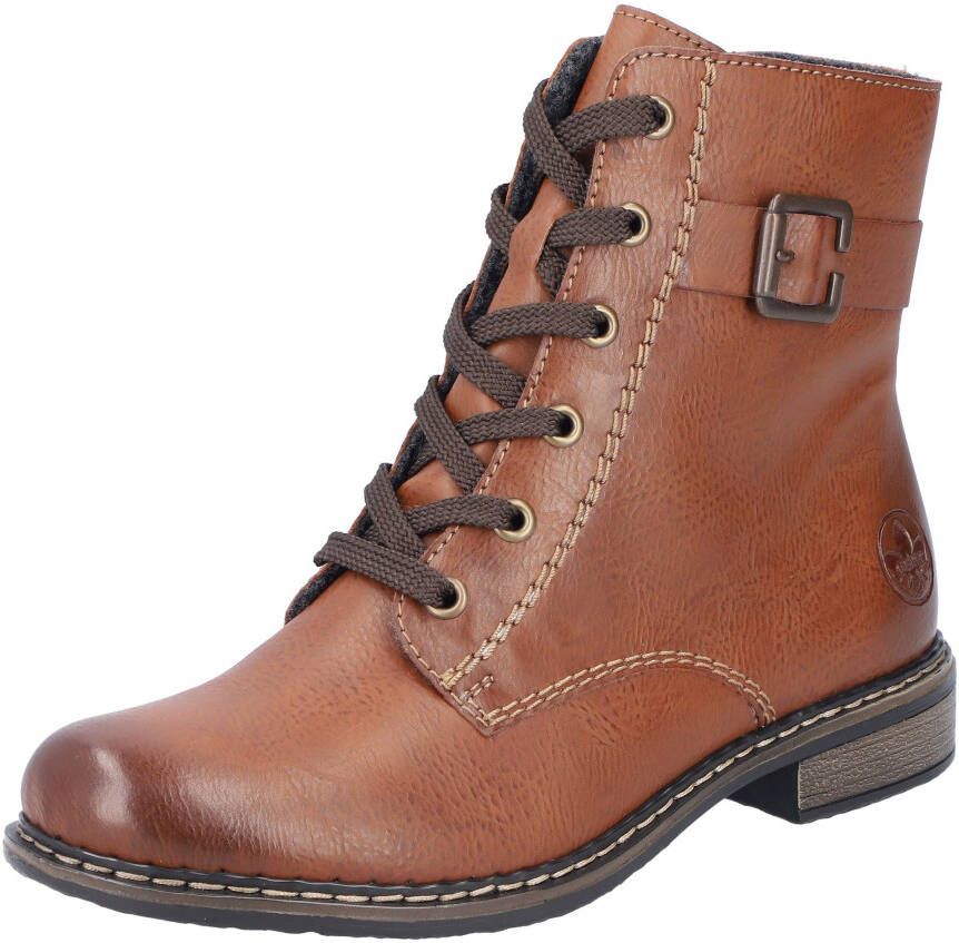 Rieker Veterlaarsjes veterschoenen klassieke laarzen blokhak in used-look