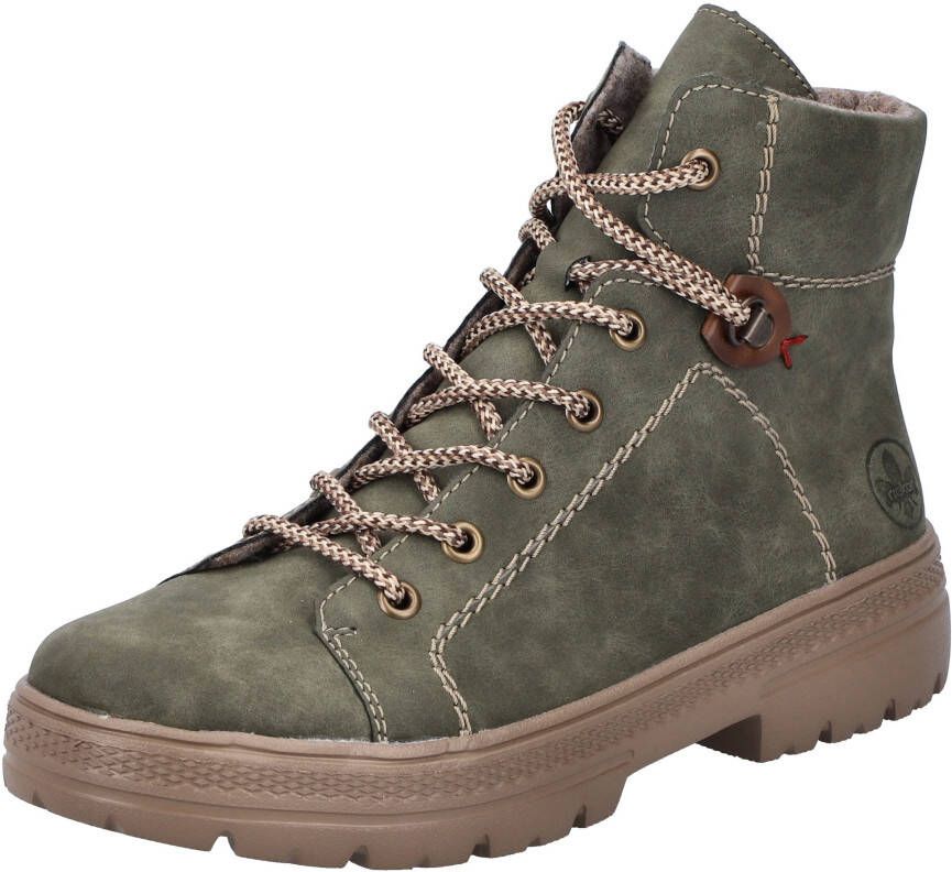 Rieker Veterschoenen enkellaars plateausool contrastnaad met binnenrits
