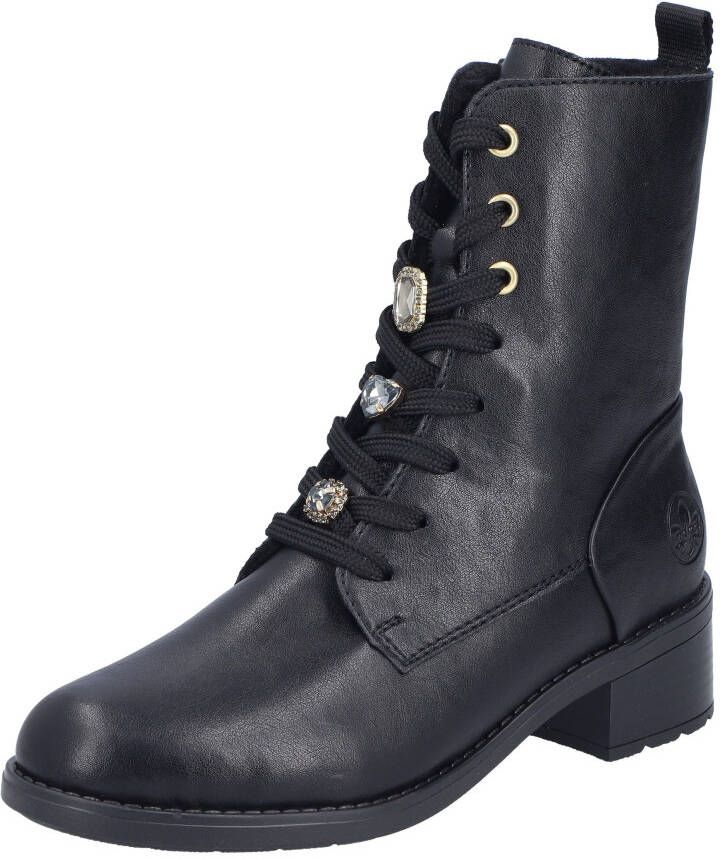 Rieker Winterlaarsjes Veterlaarsje laarzen blokhak met sieroelementen