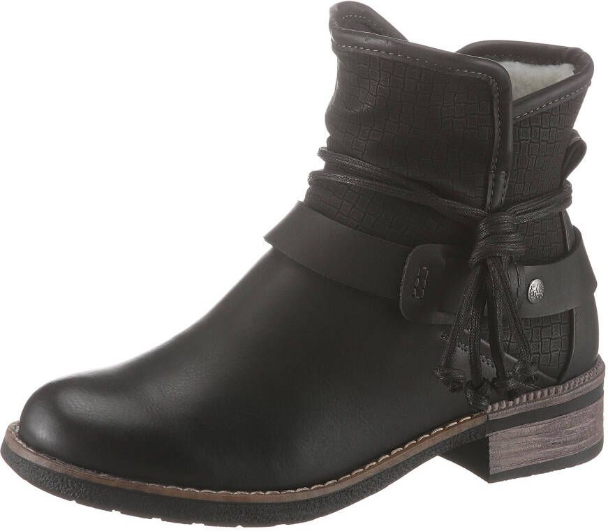 Rieker Winterlaarzen winterankle boots blokhak warme voering met decoratieve banden - Foto 2