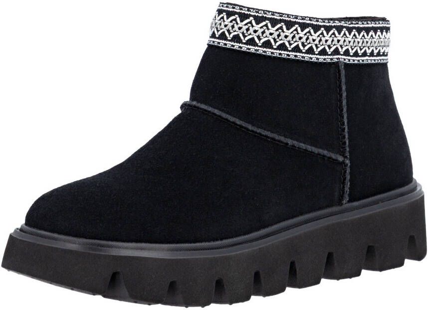 RRieker R-Rieker Winterlaarzen Plateauzolen enkellaarsjes met textielen rand in ethno-look